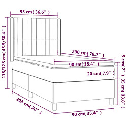 vidaXL Sommier à lattes de lit avec matelas Crème 90x200 cm Tissu pas cher