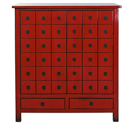 Pegane Buffet, meuble de rangement en bois d'orme coloris rouge - Longueur 102 x Profondeur 42 x hauteur 120 cm