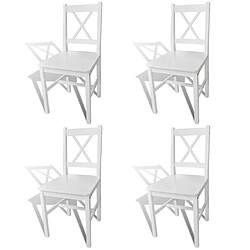 Maison Chic Lot de 4 Chaises à manger,Chaise pour cuisine blanc bois de pin -MN18778