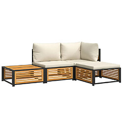 vidaXL Salon de jardin avec coussins 4 pcs bois d'acacia massif