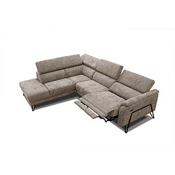 Acheter Courtois Laville Canapé d'angle gauche 5 places avec un relax électrique tissu beige foncé