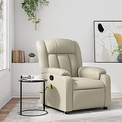 vidaXL Fauteuil inclinable de massage Crème Similicuir