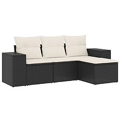 Maison Chic Salon de jardin 4 pcs avec coussins | Ensemble de Table et chaises | Mobilier d'Extérieur noir résine tressée -GKD82086