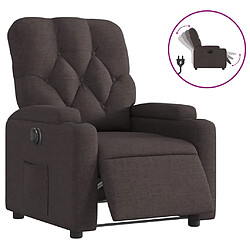 vidaXL Fauteuil inclinable électrique Marron foncé Tissu