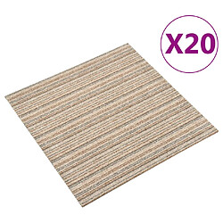 vidaXL Dalles de tapis de sol 20 pcs 5 m² 50x50 cm Beige rayé