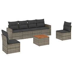 vidaXL Salon de jardin avec coussins 7 pcs gris résine tressée