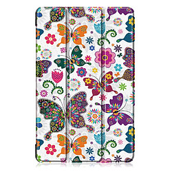 Etui en PU motif imprimé tri-pliure avec support papillon pour votre Samsung Galaxy Tab A 10.1 (2019) T515/T510