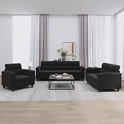 Maison Chic Ensemble de canapés 3 pcs avec coussins, Canapé droit Sofa pour Salon noir tissu microfibre -GKD671516