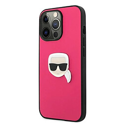 Karl Lagerfeld Cuir PU Karl's Head Metal - Coque pour iPhone 13 Pro (Rose)