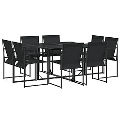 vidaXL Ensemble à manger de jardin 9 pcs noir textilène