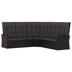 Maison Chic Salon de jardin 3 pcs + coussins - Mobilier/Meubles de jardin - Table et chaises d'extérieur Noir Résine tressée -MN54821 pas cher