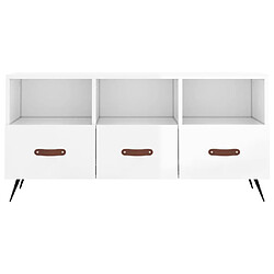 Maison Chic Meuble TV scandinave - Banc TV pour salon Blanc brillant 102x36x50 cm Bois d'ingénierie -MN71680 pas cher