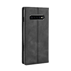 Avis Wewoo étuis en cuir Coque Housse Étui à boucle magnétique avec texture rétro et pour Galaxy S10 +, support, logements pour cartes portefeuille (noir)