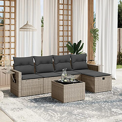 vidaXL Salon de jardin 6 pcs avec coussins gris résine tressée