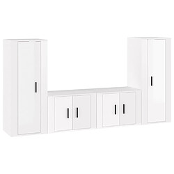 Maison Chic Ensemble de meubles TV 4 pcs pour salon - Blanc brillant Bois d'ingénierie -MN58128