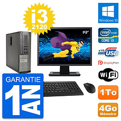 PC Dell 990 SFF Ecran 19" Intel i3-2120 RAM 4Go Disque Dur 1To Windows 10 Wifi - Occasion