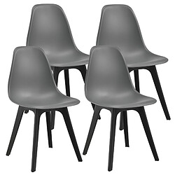 Decoshop26 Set de 4 Chaises Design Chaise de Cuisine Salle à Manger Plastique Gris et Noir 03_0003707