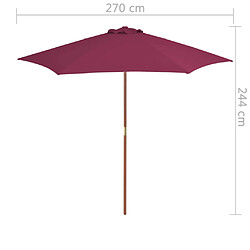 vidaXL Parasol d'extérieur avec mât en bois 270 cm rouge bordeaux pas cher