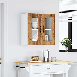 Avis vidaXL Armoire murale de cuisine avec porte en verre Kalmar vieux bois