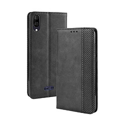 Wewoo Coque Etui en cuir à boucle magnétique avec rétro pour Texture horizontale Wiko Y80 support & emplacements cartes et cadre photo Noir