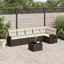 vidaXL Salon de jardin avec coussins 7 pcs marron résine tressée