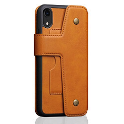 Avis Wewoo Housse Coque Étui en cuir à rabat horizontal, à absorption magnétique et à texture d'absorption pour iPhone XR, avec support emplacements pour cartes porte-monnaie (Jaune)