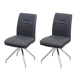 Decoshop26 Lot de 2 chaises de salle à manger cuisine design moderne acier inoxydable et tissu brossé gris foncé 04_0000242