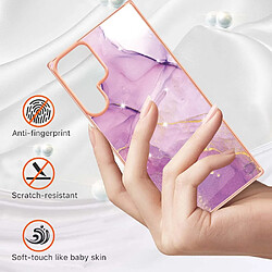 Coque en TPU anti-rayures, IML IMD électroplaqué, motif marbre Violet 001 pour votre Samsung Galaxy S22 Ultra 5G