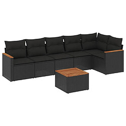 Maison Chic Salon de jardin 7 pcs avec coussins | Ensemble de Table et chaises | Mobilier d'Extérieur noir résine tressée -GKD57364