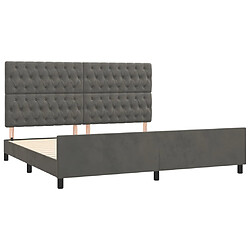 Acheter Maison Chic Lit adulte - Cadre Structure de lit avec tête de lit Contemporain Gris foncé 200x200 cm Velours -MN11908