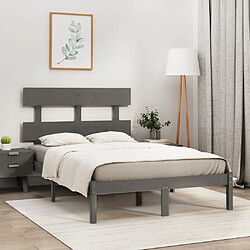 vidaXL Cadre de lit sans matelas gris 135x190 cm bois massif