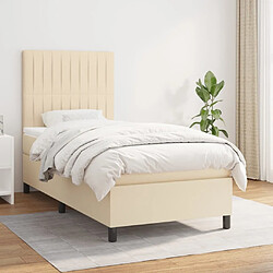 vidaXL Sommier à lattes de lit et matelas Crème 90x190 cm Tissu