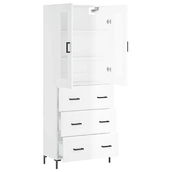 Avis vidaXL Buffet haut Blanc brillant 69,5x34x180 cm Bois d'ingénierie