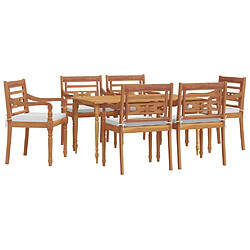 Avis Salle à dîner de jardin 7 pcs,Table et chaise à manger Bois de teck solide -MN48922