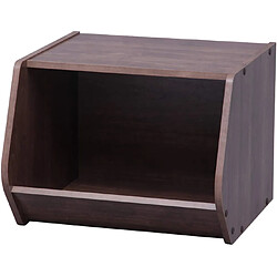 Iris Ohyama, Niche de rangement ouverte en bois - Boîte de rangement empilable modulaire en bois STB-400 - Chêne brun, L40 x P38,8 x H30,5 cm 531484