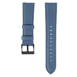 Bracelet en cuir véritable 22 mm, texture litchi, réglable, bleu pour votre Samsung Gear S3 Classic/Gear S3 Frontier/Galaxy Watch 46mm