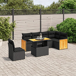 Maison Chic Ensemble Tables et chaises d'extérieur 7pcs avec coussins,Salon de jardin noir résine tressée -GKD440475