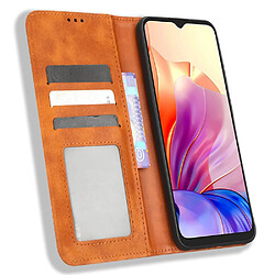 Etui en PU texture rétro, absorption magnétique avec support pour votre Blackview Oscal C80 4G - marron