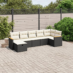 Maison Chic Ensemble Tables et chaises d'extérieur 7pcs avec coussins,Salon de jardin noir résine tressée -GKD118261