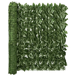 vidaXL Écran de balcon avec feuilles vert foncé 300x100 cm