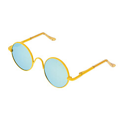 paire retro lunettes hippie lunettes rondes pour 1/6 blythe poupées jaune