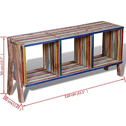 vidaXL Meuble TV empilable coloré en teck recyclé avec 3 étagères pas cher