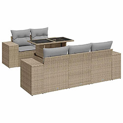 vidaXL Salon de jardin avec coussins 6 pcs beige résine tressée