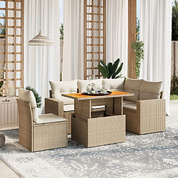 vidaXL Salon de jardin avec coussins 6 pcs beige résine tressée