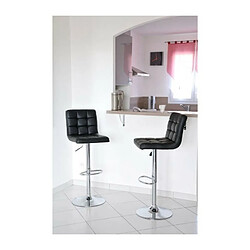 CRUNCH Lot de 2 tabourets de bar - Simili noir - Structure en metal chrome - Contemporain - L 41,5 x P 48 cm