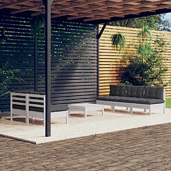 Maison Chic Salon de jardin 6 pcs + coussins - Mobilier/Meubles de jardin - Table et chaises d'extérieur anthracite bois de pin -MN40334