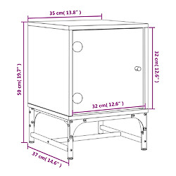 vidaXL Table de chevet avec porte en verre chêne sonoma 35x37x50 cm pas cher