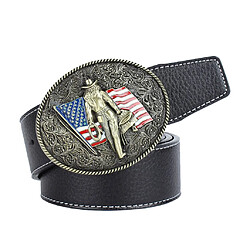 hommes mode cow-boy drapeau américain chevalier cuir broche boucle sangle ceinture café