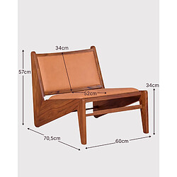 Nest Dream Fauteuil bas en bois de teck massif et recouvert de cuir italien - Compass pas cher