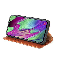 Wewoo Housse Coque Etui en cuir à rabat horizontal PU + TPU avec support pour cartes et fentes et portefeuille Galaxy A40 Marron pas cher